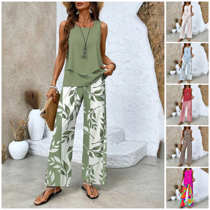 💐 PROMO EXCEPTIONNELLE -50% ! Ensemble 2 Pièces Imprimé Tendance – Tissu Fluide, Coupe Élégante ✨🌿 【Offre Limitée】