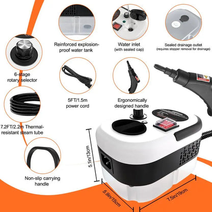 🧹💦 -50% ! 🏠Nettoyeur Vapeur Professionnel 2500W – PC + ABS – 6 Niveaux & Haute Température pour Cuisine, Salle de Bain & Voiture.
