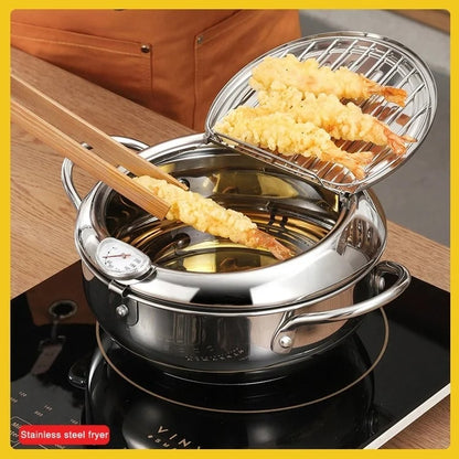🫕🍤 -60% ! 🌡️Friteuse avec Thermomètre – Acier 304, Contrôle de Température & 20/24 cm.