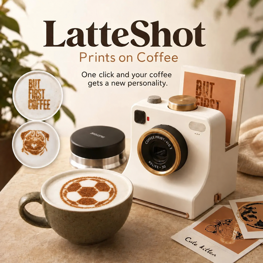 ☕📸 Appareil Photo Rétro pour Latte Art – 100% Mécanique, 30 Pochoirs et Décoration Instantanée