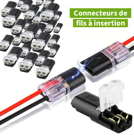 🏆⚡🛠️ PROMO FLASH -50% ! Connecteurs Rapides de Câblage – Sans Dénudage, Verrouillage Levier, 18-22 AWG, 2 Broches, Parfait LED, Audio, Voiture, Maison