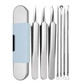 🧴🔍 Kit d’outils pour points noirs et boutons – 4 pièces, embouts de précision et loupe 15x