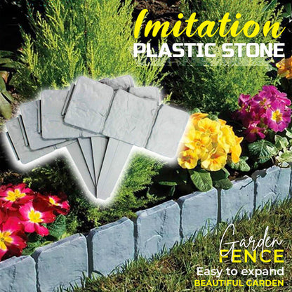 🌿🪨 Clôture de Jardin Effet Pierre – ABS Résistant aux Intempéries, Pose Sans Outil et Rendu Naturel