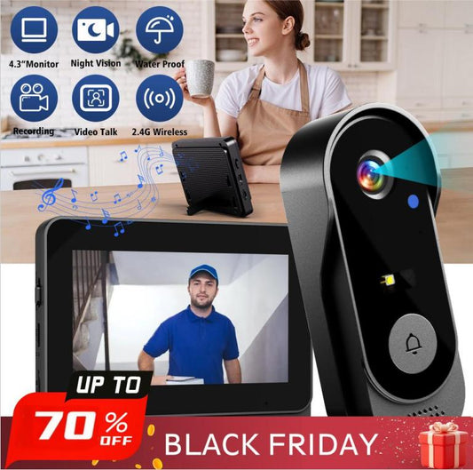 🔔 70% DE RÉDUCTION ! 📹 Caméra de Sonnette Sans Fil 1080P – Champ de Vision 170°, Écran 4,3 Pouces & Vision Nocturne IPX65 🏡