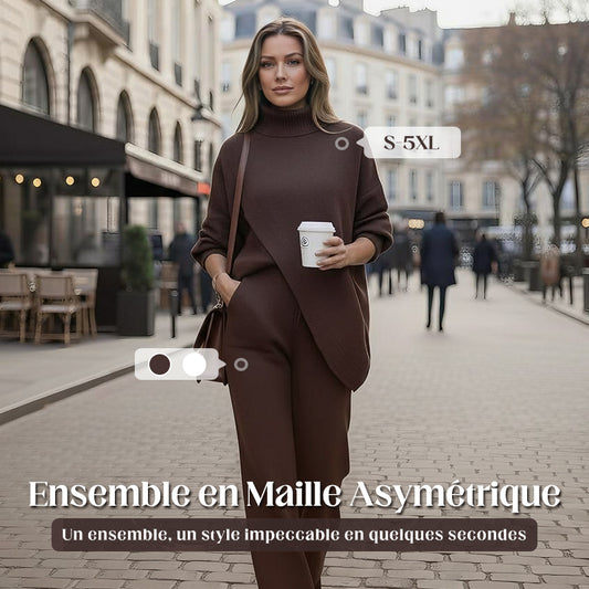 🔥 60% DE RÉDUCTION ! ✨ Ensemble Femme 2 Pièces Oversize - Pull Molletonné + Pantalon Droit, Coupe Confortable et Tendance