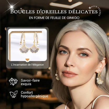 💐50% DE RÉDUCTION ! Boucles d'oreilles ginkgo pour femmes – Cadeau idéal pour toutes les occasions 🎁🌸【Prix Doux】
