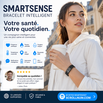 ⌚🛒 -50% ! 📲Montre Connectée SmartSense – Bluetooth 5.0, Suivi Santé & Étanche 50m