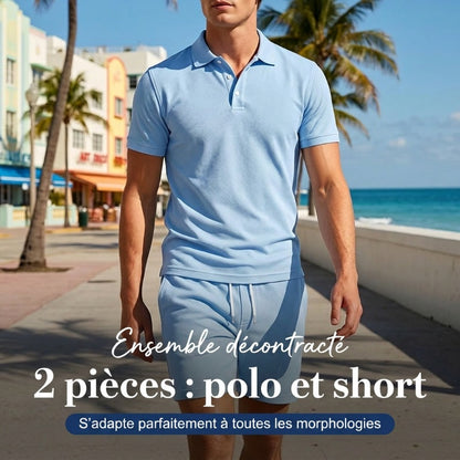 👕 PROMO LIMITÉE 50% DE RÉDUCTION ! ✨ Ensemble d'Été 2 Pièces Homme – Short, Confortable ✨