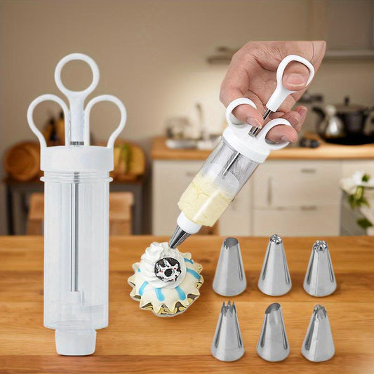 🎂🛒 -60% ! 🍰 Kit Pistolet à Décorer les Gâteaux en Inox – Set Complet avec 18 Embouts & Douilles – Décorez l’Intérieur & l’Extérieur.