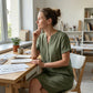 Robe Tunique Femme Décontractée à Col V avec Poches