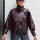 🔥 Style Audacieux & Surdimensionné | Veste Moto en Similicuir Noir 🖤【Vente Flash】