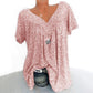 💎 50% DE RÉDUCTION ! T-Shirt Été Col V Femme – Imprimé Floral, Tissu Respirant 🌸🌿【Stock Limité】