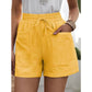 🌾🍃👚 OFFRE LIMITÉE 50% DE RÉDUCTION! Shorts Décontractés en Coton-Lin Unis pour Femme – Double Poches, Taille Élastique, Faciles à Assortir – Idéaux pour le Yoga, les Courses ou les Après-midi Paisibles 🧘‍♀️🛍️