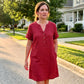 Robe Tunique Femme Décontractée à Col V avec Poches