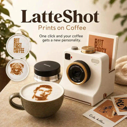 ☕📸 Appareil Photo Rétro pour Latte Art – 100% Mécanique, 30 Pochoirs et Décoration Instantanée