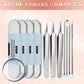 🧴🔍 Kit d’outils pour points noirs et boutons – 4 pièces, embouts de précision et loupe 15x