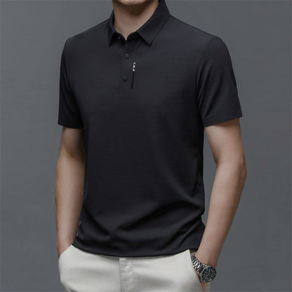 💐 PROMO EXCEPTIONNELLE -50% ! Polo Homme Soie Glacée – Double Graphisme Poitrine & Poignets, Tissu Premium ✨👕【Qualité Haut de Gamme】
