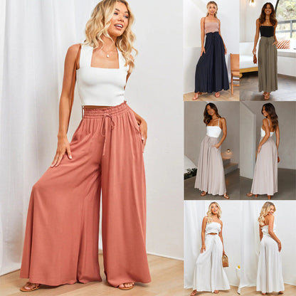 💐50% DE RÉDUCTION ! Pantalon Large Taille Haute – Tissu Fluide et Léger pour Journées Chaudes 🌬️🌸【Offre Limitée】