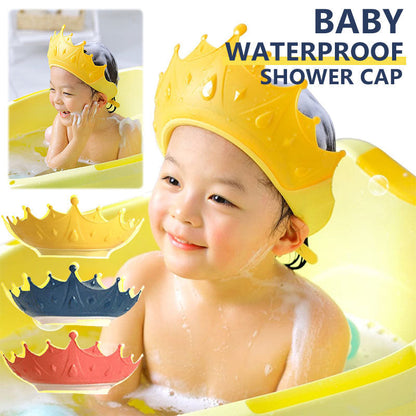 👶🛒 -50% ! 🛁Bonnet de Douche Impérméable pour Bébé – PP + TPE, Ajustable & Couronne Dessin Animé.
