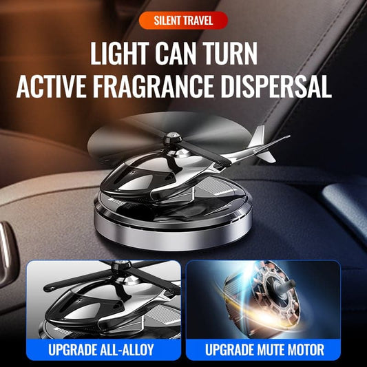 🚁✨🌀 OFFRE LIMITÉE 50% DE RÉDUCTION! Désodorisant Voiture Mini Hélicoptère – Corps en Métal, Pales Rotatives Solaires, Parfum Rafraîchissant – Un Mignon Copilote pour Chaque Trajet, Neutralise les Odeurs Instantanément 🚗💨🍃