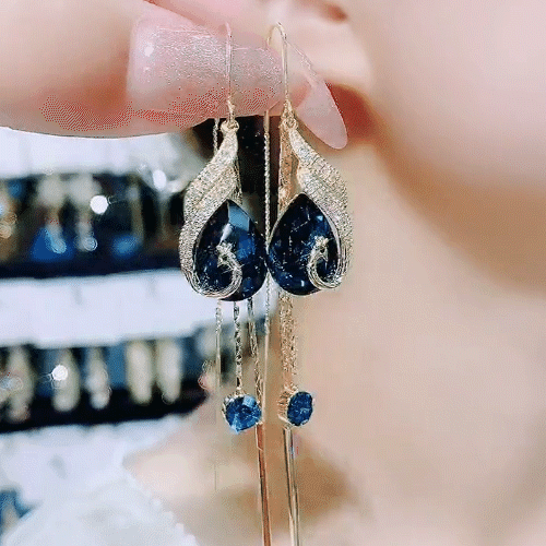 💐50% DE RÉDUCTION ! Boucles d‘oreilles pendantes paon doré – Le cadeau idéal pour elle 🎁✨【Offre Limitée】
