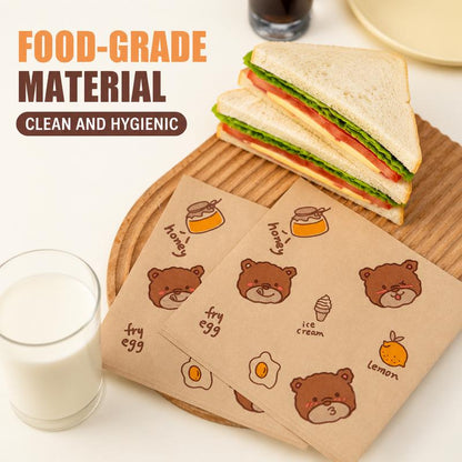 🥪🛒 -50% ! 🍞Sachets en Papier pour Sandwichs – Anti-Graisse, Non Blanchis & Recyclables