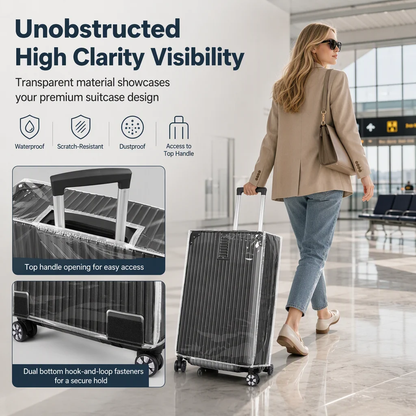 🧳🛡️ Housse de Valise Transparente en PVC Épais 22-28" | Anti-Rayures, 100% Imperméable & Fermeture Velcro