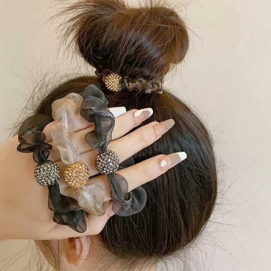 🌟Élégants élastiques à cheveux en maille strass💕