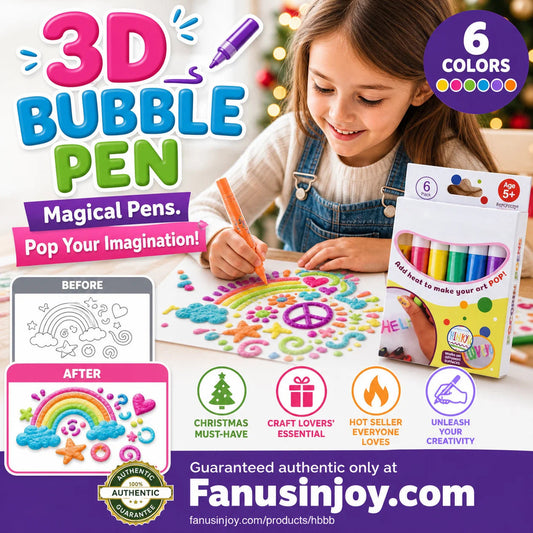 🎨✨ Stylos Magiques Popcorn 3D (Lot de 6 Couleurs) – Effet Gonflant à la Chaleur, Relief Moelleux et Formule Non Toxique