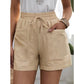 🌾🍃👚 OFFRE LIMITÉE 50% DE RÉDUCTION! Shorts Décontractés en Coton-Lin Unis pour Femme – Double Poches, Taille Élastique, Faciles à Assortir – Idéaux pour le Yoga, les Courses ou les Après-midi Paisibles 🧘‍♀️🛍️