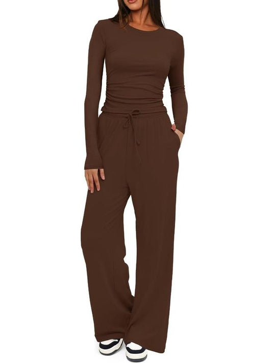 🏷️Nouveautés Hiver 2026：📢📢60 %  DE RÉDUCTION !! Ensemble Pantalon Femme Confortable & Tendance - Manches Longues & Coupe Large
