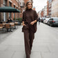 🔥 60% DE RÉDUCTION ! ✨ Ensemble Femme 2 Pièces Oversize - Pull Molletonné + Pantalon Droit, Coupe Confortable et Tendance