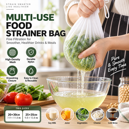 🥛 ACHETEZ 1, OBTENEZ 1 GRATUIT! 🌿 Sac filtrant alimentaire – Nylon, maille haute densité & réutilisable ✨