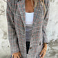 🍂 Nouveauté 2026 | Blazer à Carreaux Femme | Coupe Slim & Col Revers ✨【2 Acheté = Livraison OFFERTE】