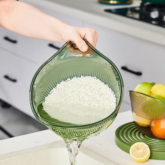🍚🥣 Bol Passoire Multifonction avec Poignée – Lavage de Riz Anti-Fuite, Égouttage Express & Polyvalence 3-en-1 ✨