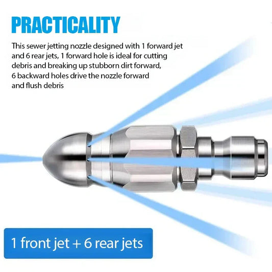 🌊 Buse de Nettoyage pour Égouts en Acier Inoxydable - Élimine les Obstructions et Préviens les Bouchons en Profondeur 💦🚿