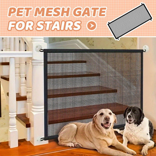 🐶🏠 +24 800 vendus ! 🔒Barrière en Filet pour Animaux – Sans Perçage – Tissu Durable & Crochets Adhésifs pour Escaliers, Portes et Couloirs.