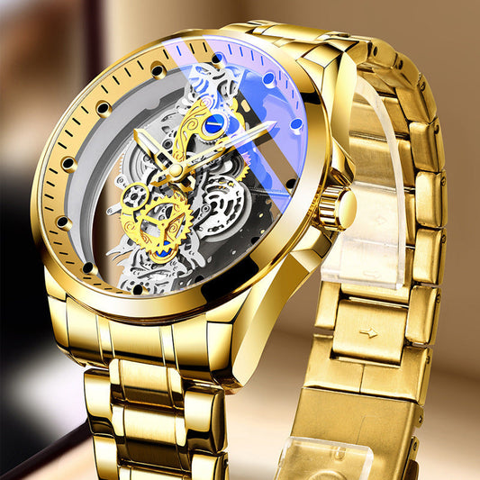 ⌚✨ Montre Squelette Double Face Homme – Verre Minéral Trempé, Quartz et Étanchéité 30 m