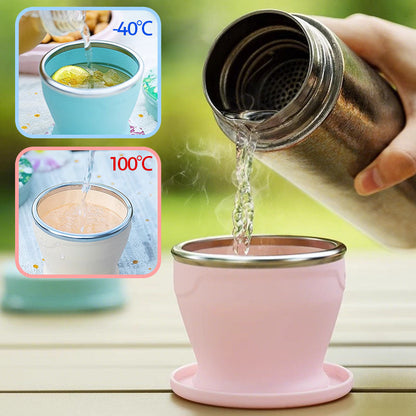 💐60% DE RÉDUCTION ! Tasse Pliable en Silicone 240ml – Ultra-Compacte pour Voyages 🎒🥤【Offre Limitée】