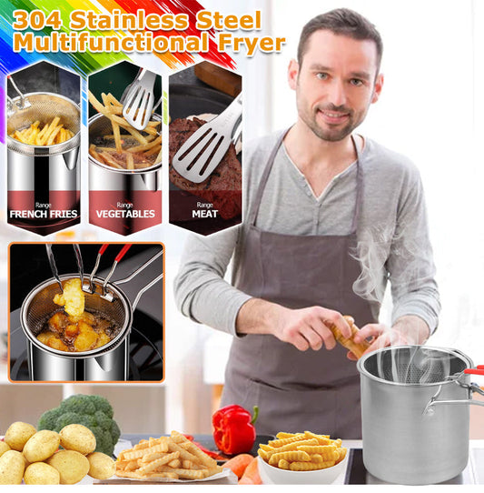 🍟🍤 -60% ! 🥘Friteuse Multifonctionnelle Acier Inoxydable 304 – Anti-Éclaboussures, Économe en Huile & Polyvalente.