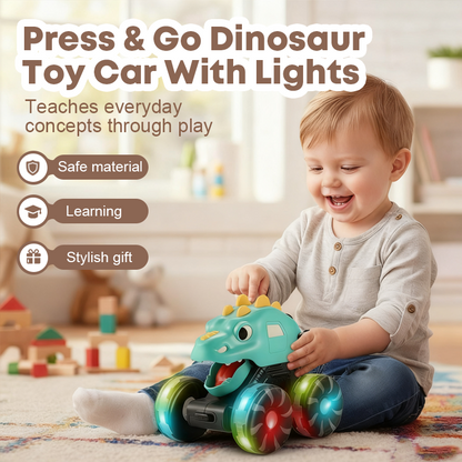 📢📢60 % DE RÉDUCTION !!!Voiture jouet dinosaure avec lumières, appuyez et partez🎁