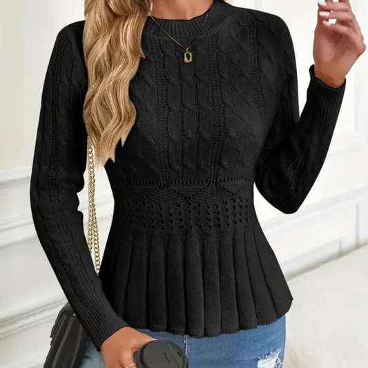 🔥60% DE RÉDUCTION ! ✨ Pull Femme à Col Peter Pan - Maille Épaisse, Ourlet Péplum, Intemporel pour Tenues d'Automne 🧶✨