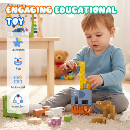 📢📢60 % de réduction !!!🎅Jeu de cubes empilables sur le thème des animaux pour enfants