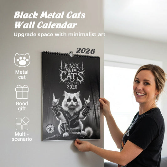 😼 62% de réduction !  💗 Calendrier Chat Metal 2026 : 12 mois de félins ténébreux ! 🤘📅