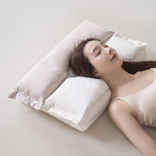 ☁️💤 Oreiller Cervical Double Couche – Hauteur Ajustable, Soutien Ergonomique et Tissu Respirant