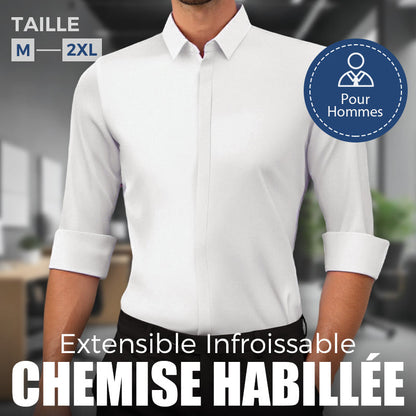 👔 60% DE RÉDUCTION! 💼 ✨ NOUVEAUTÉ 2026 | Chemise Habillée Infroissable Coupe Slim | Bureau & Soirées 🎯