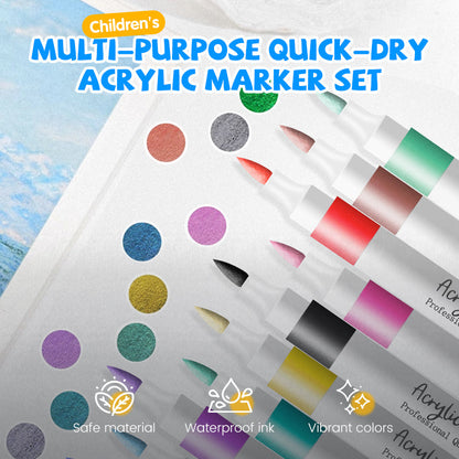 ✏️ 60% de réduction！🎨Couleurs Vives & Fixation Rapide – Kit Complet de Marqueurs Acryliques