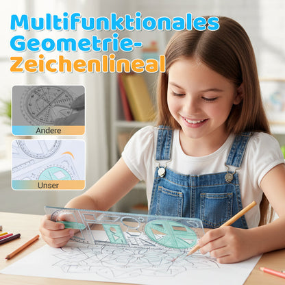 📢📢50% de réduction ! Règle géométrique multifonction tout-en-un – Compas, rapporteur, gabarits et règle en un seul outil transparent ! 📏📐✨
