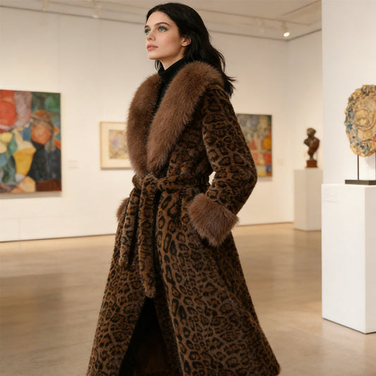 📢📢70% DE RÉDUCTION ! 🐆 Fausse Fourrure Léopard Luxueuse : Manteau Doux à la Silhouette Cintrée 【PROMO HIVER】