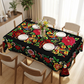 🌸🛒 -50% ! 🏵️Nappe Mexicaine à Fleurs Bord Festonné – Polyester, Anti-Déversement & Imprimé Vibrant